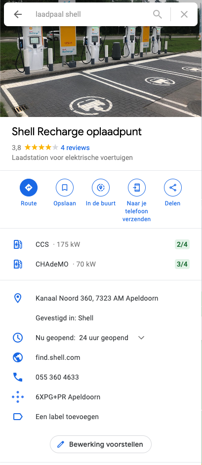 Totaalvoorbeeld van een laadstation